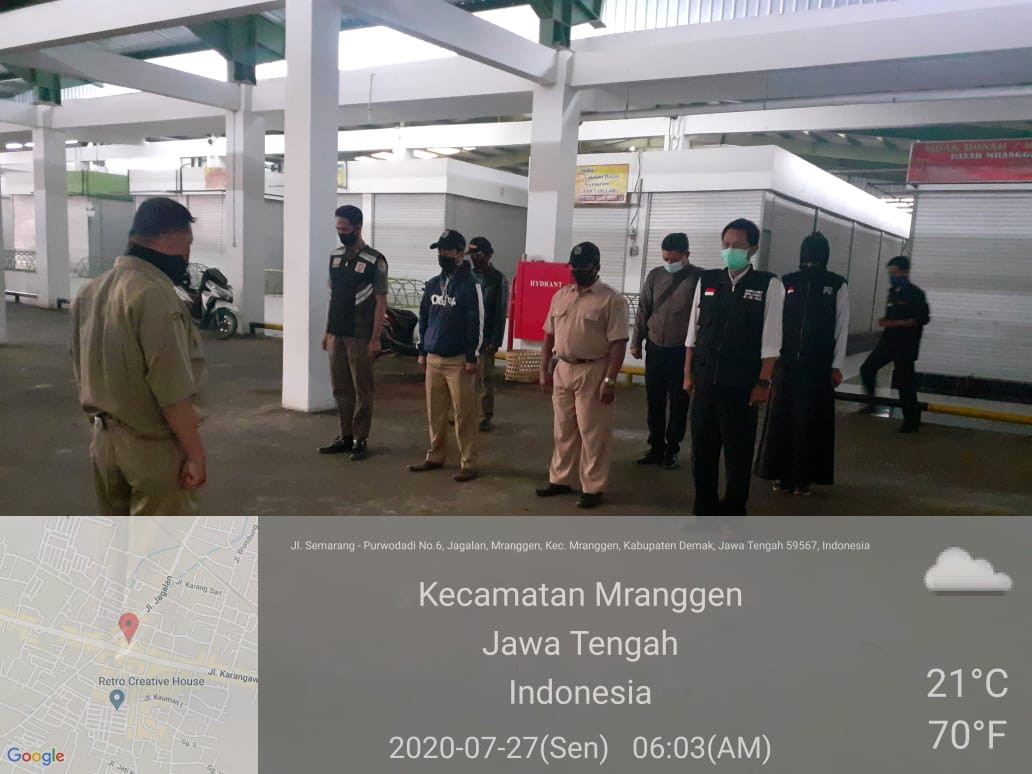 Apel Pagi Senin 27 Juli 2020 Dan Penjagaan PKM (Pembatasan Kegiatan Masyarakat) Di Pasar Mranggen