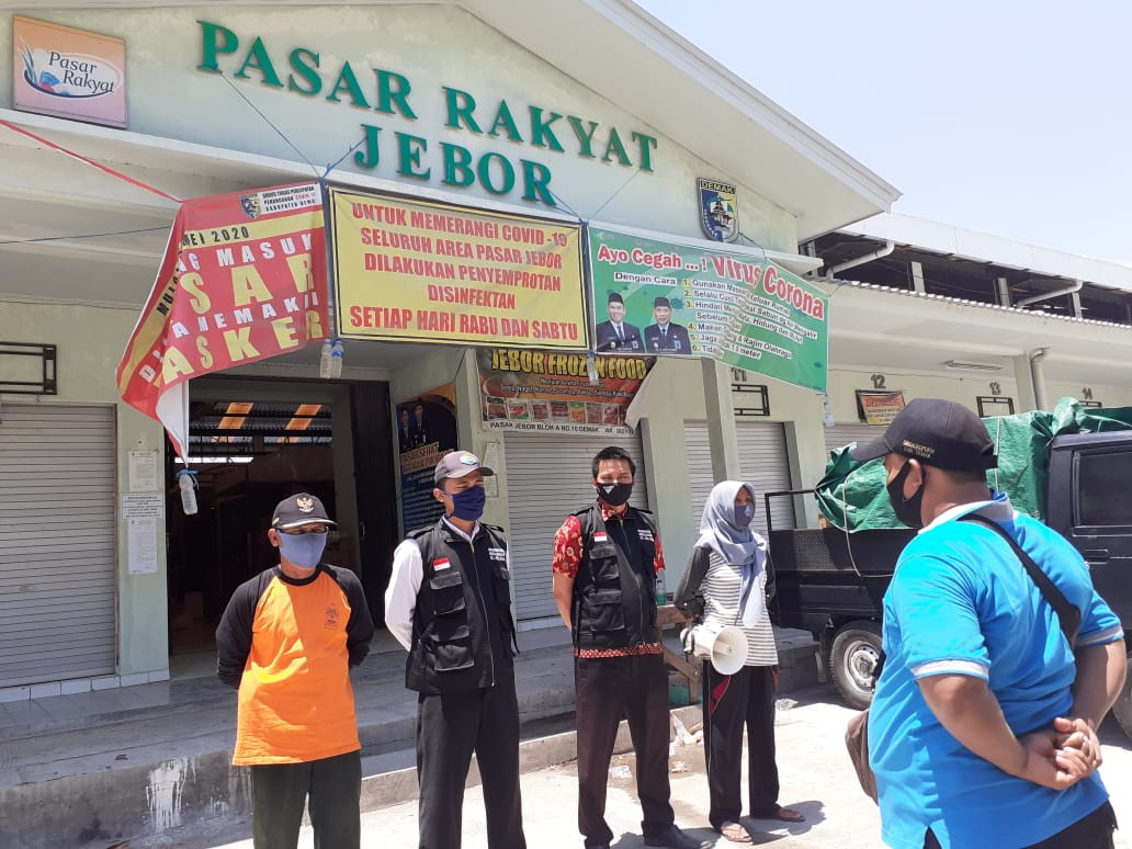 Kegiatan Apel Pagi Dan Penjagaan Protokol Kesehatan Di Pasar Jebor  Sabtu 19 September 2020