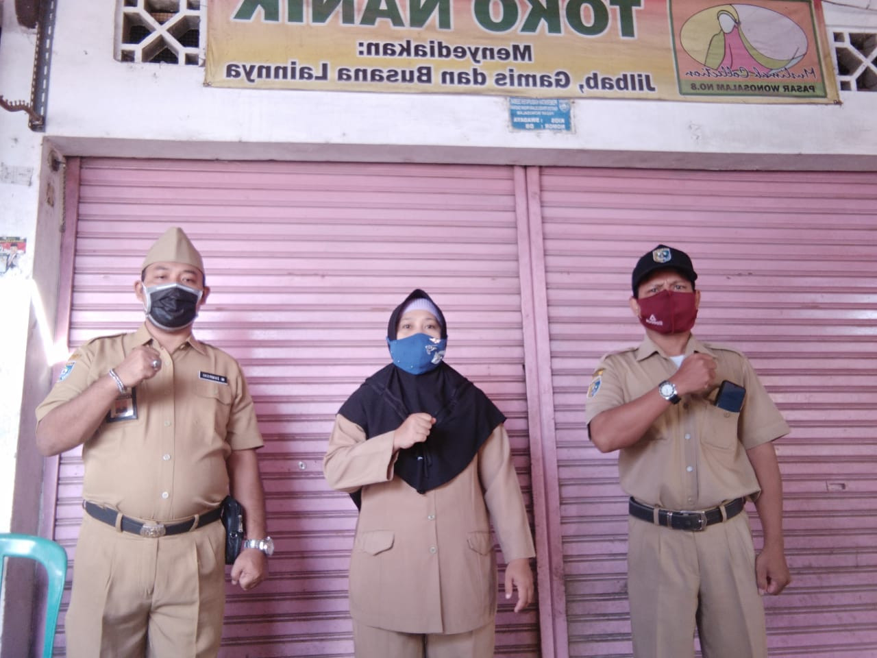 Penjagaan Pasar Kabupaten Demak DI  UPTD Paswil I Pasar Wonosalam Serta Apel Pagi Protokol Kesehatan