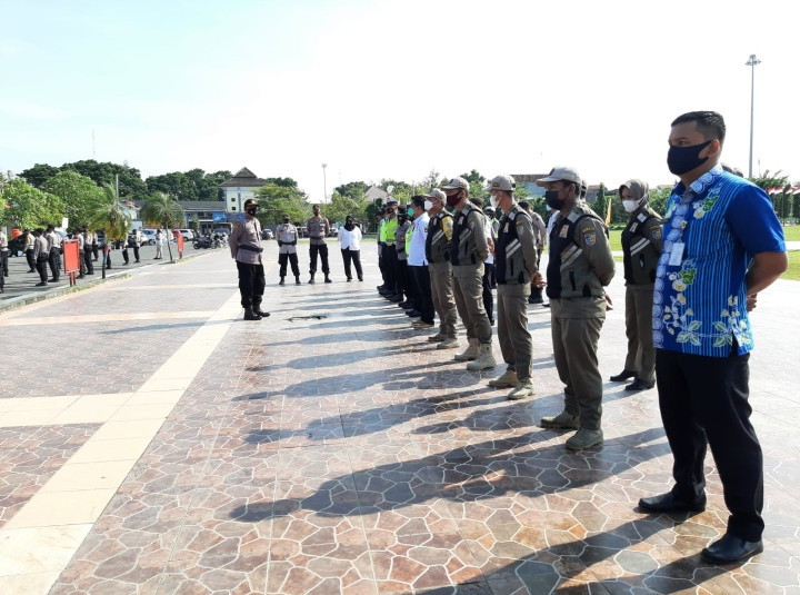 Apel Gabungan Gugus Tugas Covid-19 Kab. Demak Dilanjutkan Giat Operasi Non Yustisial