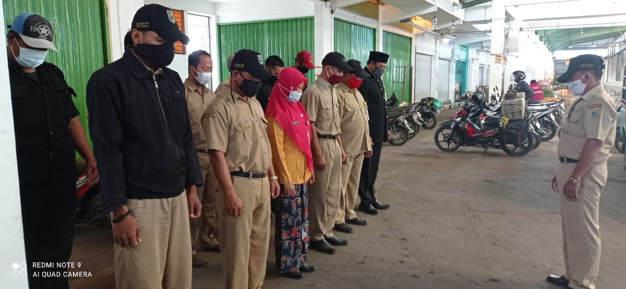 Penjagaan Pasar Kabupaten Demak DI UPTD Paswil II Pasar Mranggen Serta Apel Pagi Protokol Kesehatan